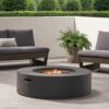 Modern Lightweight Concrete Outdoor Circular Fire Pit 50, 000 Btu - Dark Gray - Image 3