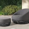 Willow - Round Upholstered Patio Ottoman - Graphite Gray / Black - Image 3