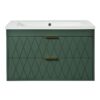 Wall Mounted Bathroom Vanity With Resin Sink, Floating Bathroom Storage Cabinet With 2 Drawers, Bathroom Cabinet - Green - Image 9