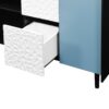 Modern Sideboard Buffet Cabinet With Doors And Unique Panel Styling - Black / Blue - Image 21