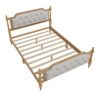 Full Size Traditional Style Solid Bed Frame With Upholstered Tufted Headboard, No Box Spring Needed - Antique Walnut - Image 6