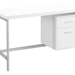 Computer Desk For Home Office, Laptop, Left Right Set - Up, Storage Drawers, Contemporary And Modern - White
