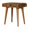 Leopard Velvet Tray Style Footstool - Brown Oak - Image 4