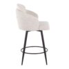 Dahlia - Contemporary Fixed Height Counter Stool With Round Footrest (Set of 2) - Matte Black / Cream / Chrome - Image 3