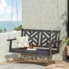 Alejandro - Acacia Wood Porch Swing With Slat Panel Seating - Dark Gray - Image 4