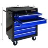 7 Drawers Multifunctional Tool Cart With Wheels - Black / Blue - Image 4