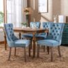 Nikki - Modern, High-End Tufted Solid Wood Contemporary Velvet Upholstered Dining Chair With Wood Legs Nailhead Trim (Set of 2) - Light Blue - Image 14