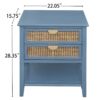 2 Drawer Side Table, Natural Rattan, American Furniture, End Table Suitable For Bedroom, Living Room, Or Study - Blue - Image 3