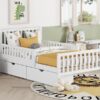 Twin Size Platform Bed With Guardrails On Both Sides And 2 Storage Drawers - White - Image 14