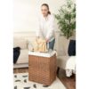 Laundry Hamper With Lid PE Rattan Powder Coating Frame Clothes Hampers With 2 Removable Bags, 100L - Brown - Image 44