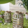 Decorative Lantern With Handle, Wooden Lantern For Indoor Outdoor, Home Garden- Silver - Image 4