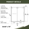 Frameless Shower Door, Sliding Shower Door, Premium 5 / 16" (8 Mm) Thick Tempered Glass Shower Enclosure With Towel Bar, Double Side Easy Clean Coat, Finished With Buffer - Brushed Nickel - Image 2