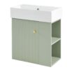 Modern Floating Bathroom Vanity With Ceramic Basin, Perfect For Small Bathrooms, Right Side Storage - Green - Image 12