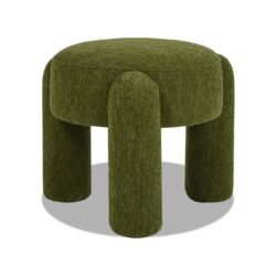 Hugo - Round Fully Upholstered Ottoman - Moss Green