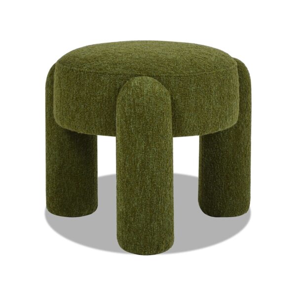 Hugo - Round Fully Upholstered Ottoman - Moss Green