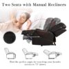 Manual Reclining Sectional Sofa Set L Shaped Symmetrical Motion Sofa Corner Couch Sets With Storage Boxes, 4 Cup Holders And LED Light Strip For Living Room - Black / Brown - Image 5