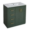 Bathroom Vanity With Ceramic Sink Combo, Frame Bathroom Storage Cabinet, Freestanding Vanity Set With 3 Drawers & Soft Closing Doors - Green - Image 10