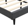Modern Upholstered King Size Platform Bed Frame With Button Tufted Linen Headboard And USB Ports - Dark Gray - Image 9