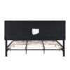 King Size Upholstered Platform Bed Frame With Linen Fabric Headboard, No Box Spring Needed, Wood Slat Support - Black - Image 8