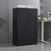Metal Storage Cabinet With Locking Doors And Adjustable Shelf, Folding Filing Storage Cabinet, Folding Storage Locker Cabinet For Home Office, School, Garage - Black - Image 3
