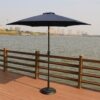 8.8' Outdoor Aluminum Patio Umbrella, Patio Umbrella, Market Umbrella With 33 Pounds Round Resin Umbrella Base, Push Button Tilt And Crank Lift - Navy Blue - Image 2