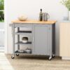 Contemporary Kitchen Cart With Wheels - Gray - Image 5