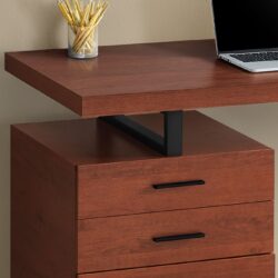 Computer Desk For Home Office, Laptop, Left, Right Set - Up, Storage Drawers, Durable Construction - Cherry