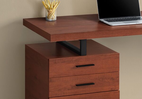 Computer Desk For Home Office, Laptop, Left, Right Set - Up, Storage Drawers, Durable Construction - Cherry