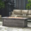 Transitional, Rectangular Outdoor Propane Fire Pit With 50, 000 Btu, Tank Cover Not Included - Brown Wood Pattern - Image 2