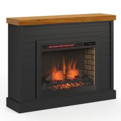 Washington - Fireplace With Mantel - Black, Whiskey