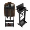 Portable Garment Rack, Clothes Valet Stand With Storage Organizer - Black - Image 5