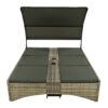 Patio Daybed Outdoor Daybed Sun Lounger With Shelter Roof With Adjustable Backrest, Storage Box And 2 Cup Holders For Patio, Balcony, Poolside - Gray - Image 11