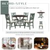Retro Style 5 Piece Round Dining Table Set With Storage Shelf And Fabric Chairs - Antique Blue / Dark Brown - Image 8