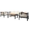 4 Pieces Outdoor Sectional Sofa Set 5 Person Patio Seating Group Outdoor Conversation Set With Cushions And A Coffee Table For Patios, Gardens, Or Balcony - Beige - Image 16
