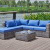 Luxurious Comfort Patio Sofa With Cushions - Blue / Gray - Image 11