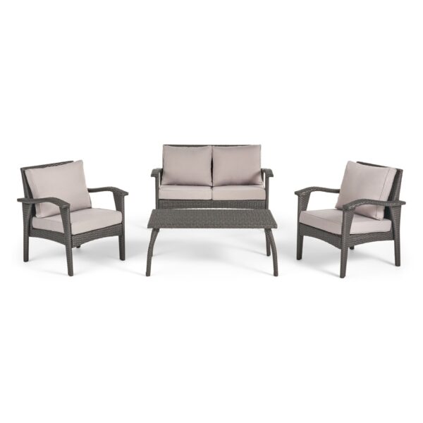 Honolulu - Modern 4 Pieces Wicker Seating Set - Gray