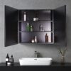 26X30" Black Metal Framed Wall Mount Or Recessed Bathroom Medicine Cabinet With Mirror - Black - Image 2
