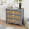 3 Drawer Cabinet Natural Rattan Suitable For Bedroom - Gray - Image 5