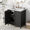 Freestanding Bathroom Vanity Combo With Ceramic Sink Shaker Style Vanities 2 Doors And 2 Drawers - Black - Image 3