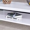 Modern Double Rectangular Coffee Table With Storage Function And Transparent Tempered Glass - White - Image 17