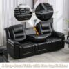 3 Seater Home Theater Recliner Manual Recliner Chair With Two Built-In Cup Holders For Living Room - Black - Image 5
