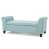 Hayes - Contemporary Armed Storage Bench With Rolled Arms - Light Blue - Image 7