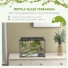 Pawhut - 14 Gallon Reptile Glass Terrarium Tank With Decor Kit Breeding Box Full View With Visually Appealing Sliding Screen Top For Lizards Frogs Snakes Spiders - Black - Image 7