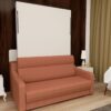 Morden Deisgn Vertical Murphy Bed With Sofa For Bedroom Or Guestroom White Wall Bed Space Saving Hidden Bed With New Style Gas Struts - Orange - Image 11