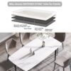 70.87" Modern Artificial Stone Curved Black Metal Leg Dining Table, Can Accommodate 6-8 People - White / Black - Image 11