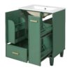 Solid Wood And 24" Bathroom Vanity With Sink, Deep Drawer, Door Shelf, 2 Tier Basket - Green - Image 12