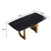 70.87" Modern Artificial Stone Black Curved Metal Leg Dining Table - Black / Gold - Image 12
