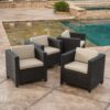 Modern Outdoor Club Chair With Removable Cushions - Brown / Beige - Image 4