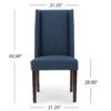 High Back Dining Chair (Set of 2) With Wingback Design And Birch Legs - Navy Blue - Image 3
