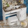 43.3" Makeup Vanity Table, Makeup Table With Large Mirror And LED Light Strip, Brightness Adjustable, Dressing Table Desk With 3 Drawers, Vanity Desk For Women (With Stool) - White - Image 3